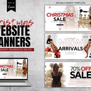 Christmas Website Banner Template Shopify Site Header Design Canva Web Banner