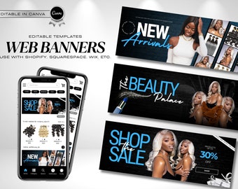 Website Banner Template Shopify Web Banner Design Canva Website Hair Banner
