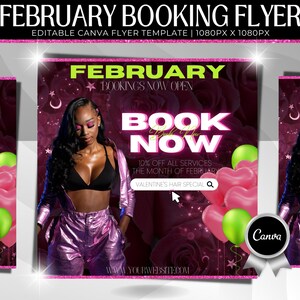 February Booking Flyer | Booking Instagram Flyer | E-Flyer Template | Business Booking Flyer | Valentine&#39;s Day Instagram Post