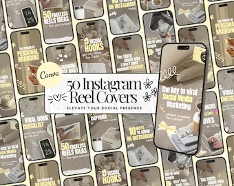 50 Instagram Reel Cover Canva Vorlagen, Social Media Branding Kit, Coaching Instagram Vorlagen