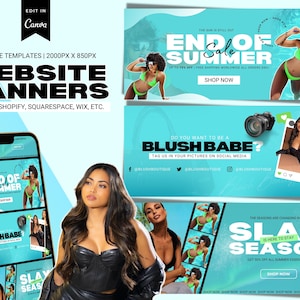 Web Banner Template, Canva Website Banner Design, Editable Shopify Website Template, Canva Template