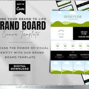 Brand Board Template | Branding Board | Canva Brand Kit Template | Branding Templates