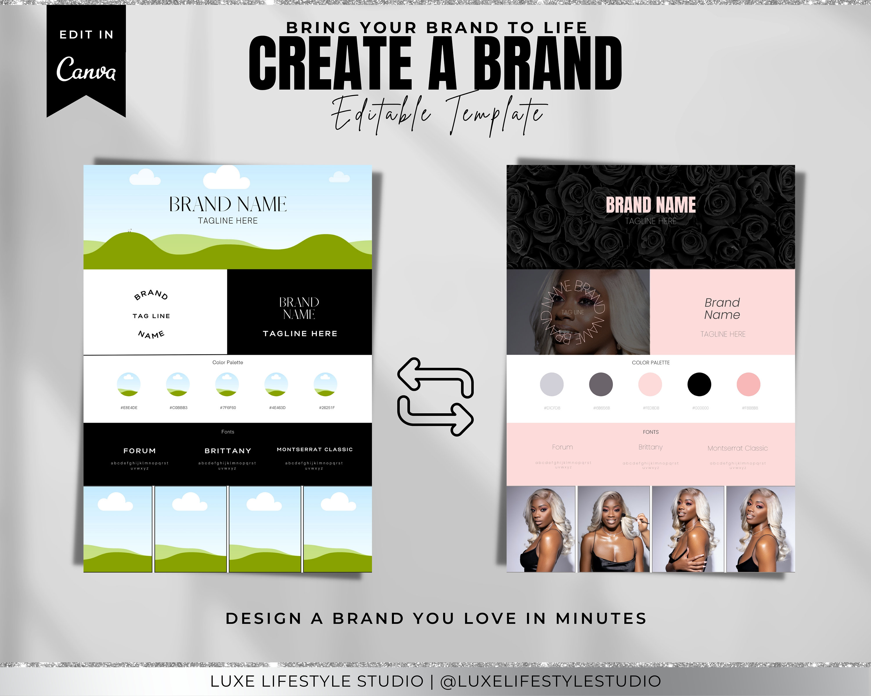 Brand Board Template Branding Board Canva Brand Kit Template Branding ...
