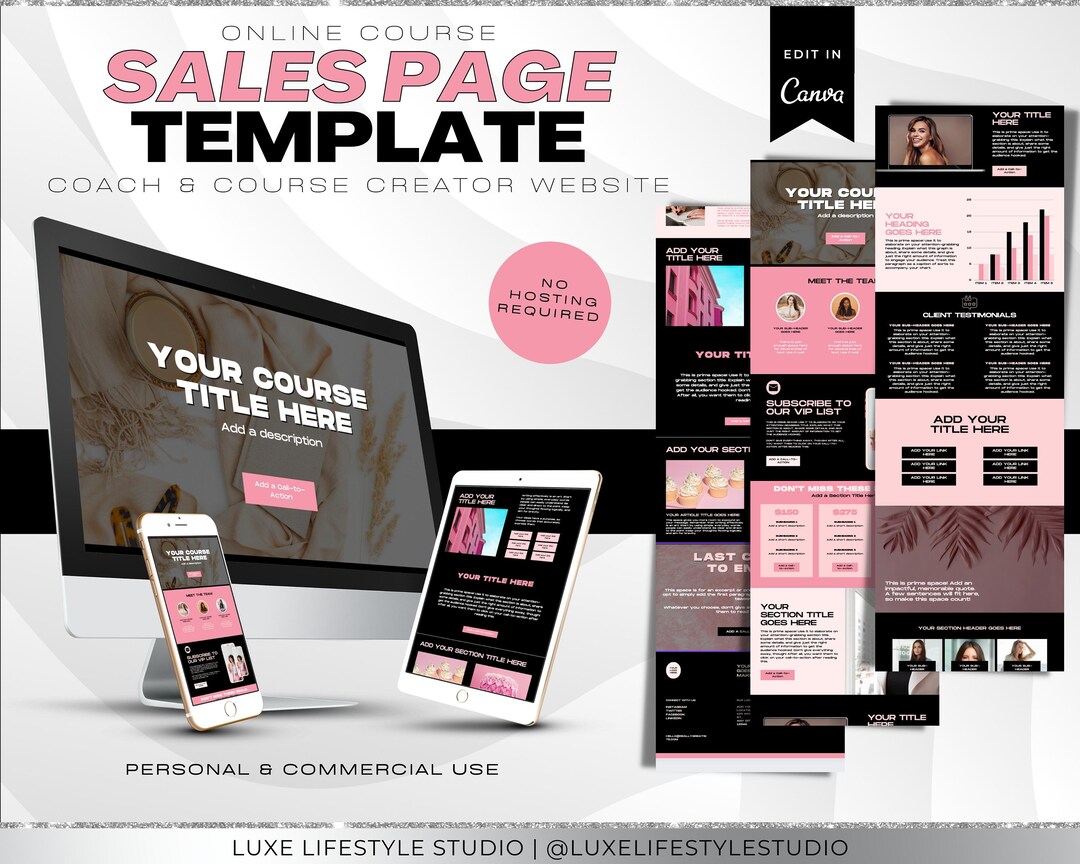 Canva Website Sales Page Template Coach & Course Creator Landing Page ...
