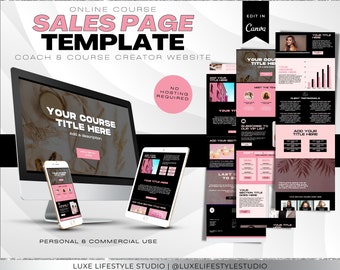 Canva Website Sales Page Template Coach & Course Creator Landing Page Website for Business
