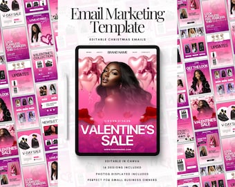 Valentines Marketing, Email Newsletter Marketing, Valentines Canva Templates, Business Lashes Hair Ecommerce Marketing Templates