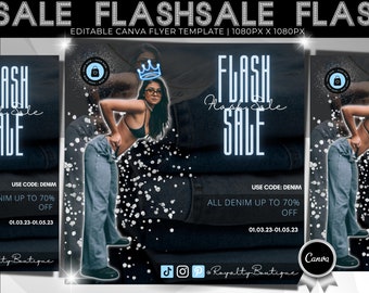 Sale Flyer Vorlage, Boutique Instagram Vorlage, bearbeitbare Canva Vorlage für Instagram, DIY Social Media Marketing