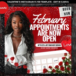 Valentines Day Sale Flyer Template Canva Holiday Hair Flyer Instagram Post Template February Booking Flyer Social Media Template