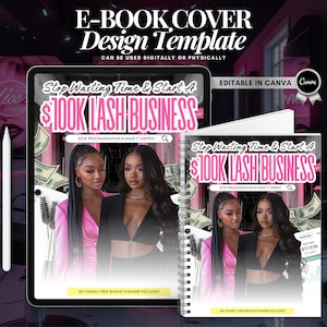 Editable eBook Cover, Lash eBook Template Canva, DIY eBook Cover Design, Canva Ebook Template