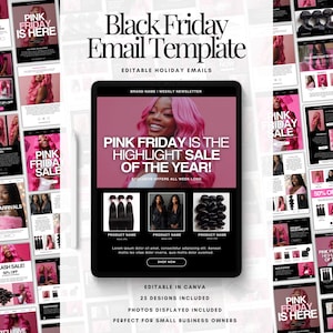 Black Friday Email Template Canva Black Friday Email Campaign Pink Friday Sale Hair Email Canva Templates