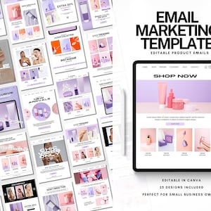Szablon wiadomości e-mail o urodzie Canva Business E-mailowa kampania marketingowa Seria wiadomości e-mail