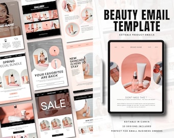 Beauty Email Template, Canva Newsletter Template, Email Marketing, Beauty Business Emails, Beauty Branding