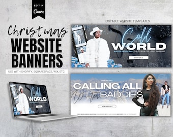 Christmas Website Banner Template Shopify Site Design Canva Web Banner