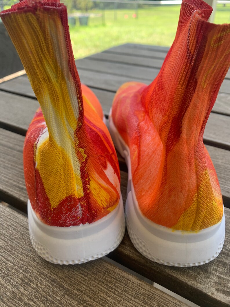 Hydro dipped shoes for boys or girls. Involves a bright