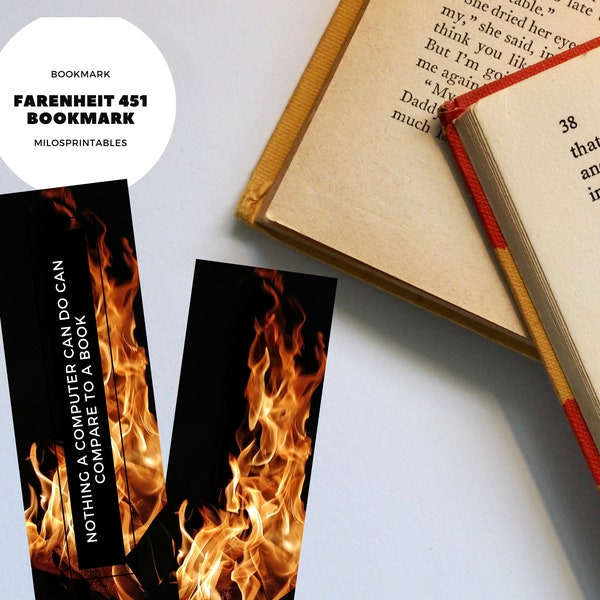 Fahrenheit 451 Quote Bookmark - Printable - Dual Sided - Nothing a computer can do can compare to a book