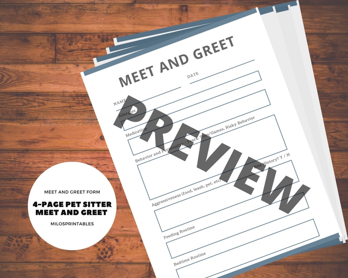 Pet Sitter Meet and Greet Form Pet Owner Questionnaire Etsy UK