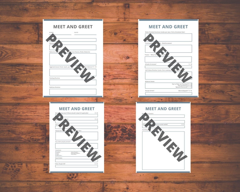 Pet Sitter Meet and Greet Form Pet Owner Questionnaire Etsy UK