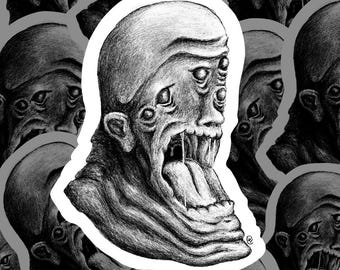 Adesivo de vinil impermeável com rosto assustador de cinco olhos