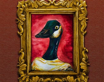 Calcomanía de vinilo impermeable con retrato de ganso serio