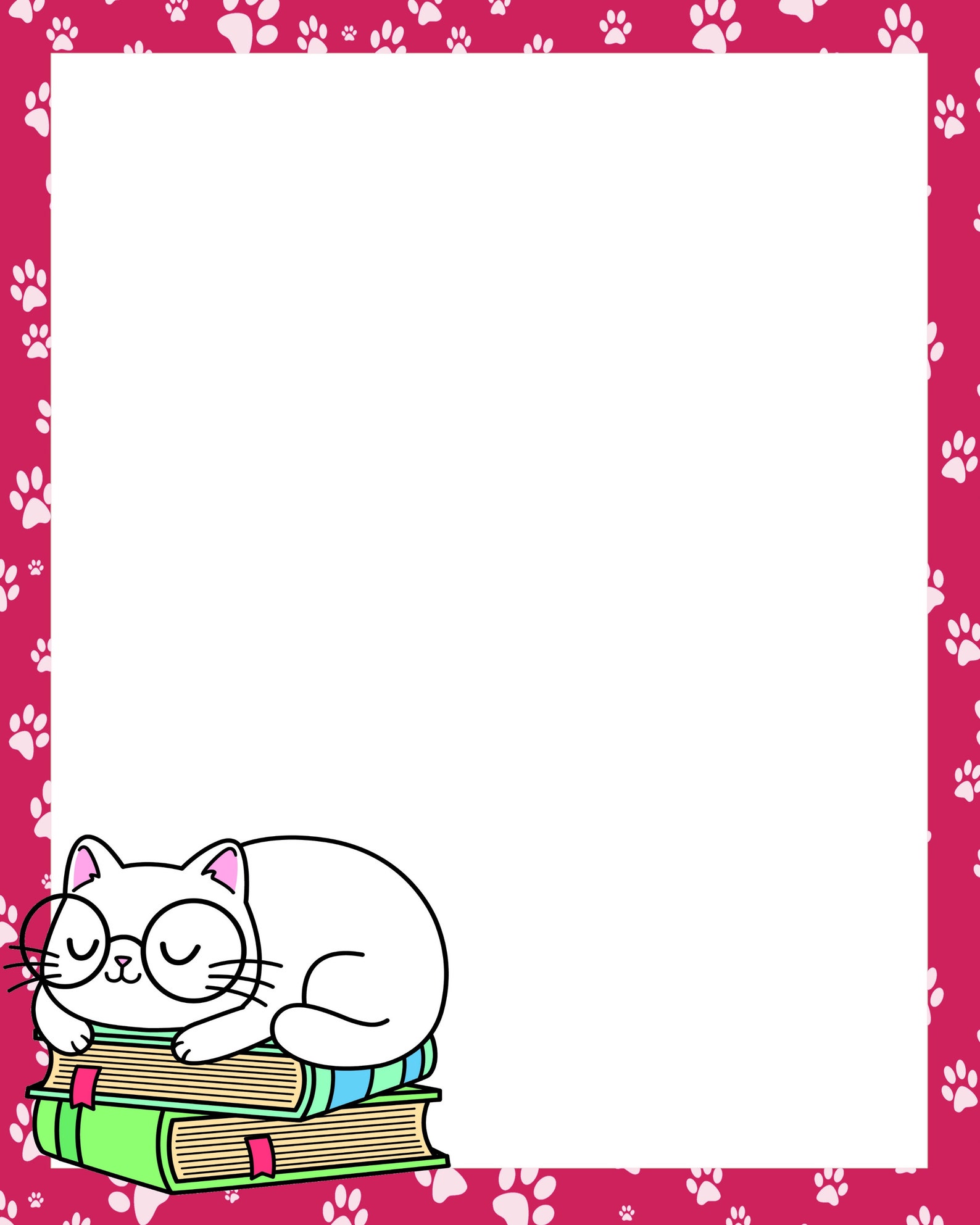 Cute cartoon cat Stationery no lines JPEG Notepad 8x10 Etsy
