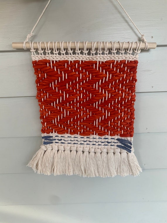 Chunky Boho Twill Zig Zag Hand Woven Tapestry Etsy