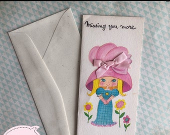 With Envelope Vintage Unused Miss You Card 1970s Fran Mar Seauaints Greeting Card