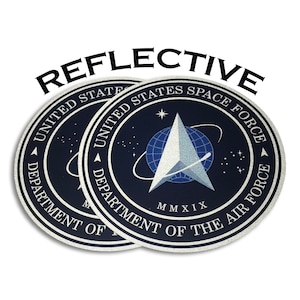 2-pack/set Space Force Decal REFLECTIVE 4.5” Vinyl – For Bumpers Cars Trucks Laptops Window – Official Logo of USSF