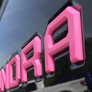 Gloss Pink Tailgate Letter Inserts fits Toyota Tundra Accessories; fits 2014-2021; 3D ABS Plastic Emblems; 3M Adhesive
