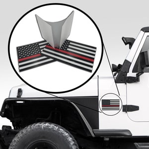 Thin Red Line American Flag REFLECTIVE Decals - 3 sticker set/pack/lot