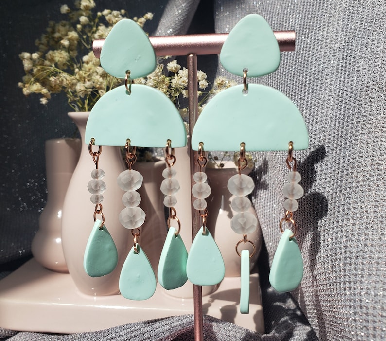 Dangle Earrings Lightweight Earrings Free Shipping Polymer Clay Earrings Spring Earrings Rose Gold Spring Jewelry Easter Jewelry
