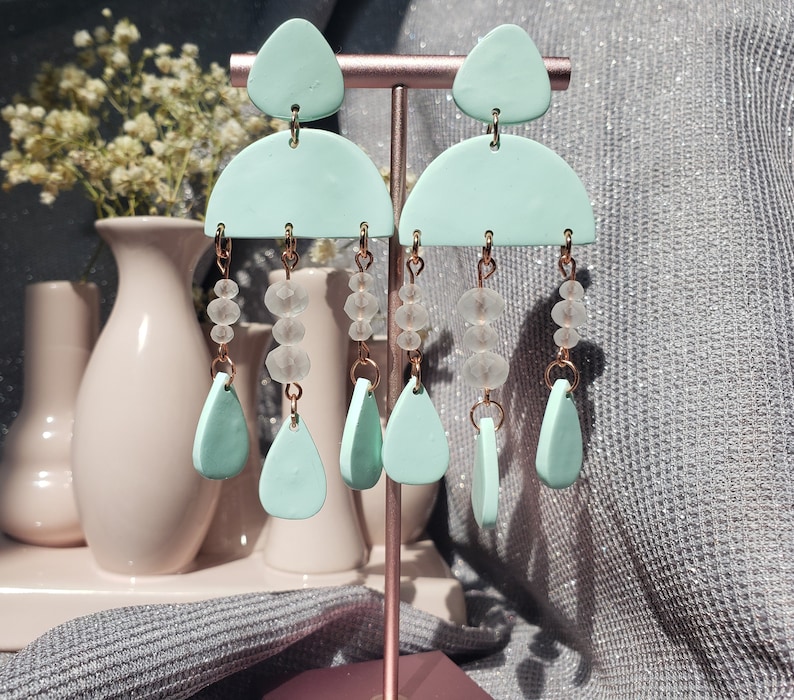 Dangle Earrings Lightweight Earrings Free Shipping Polymer Clay Earrings Spring Earrings Rose Gold Spring Jewelry Easter Jewelry