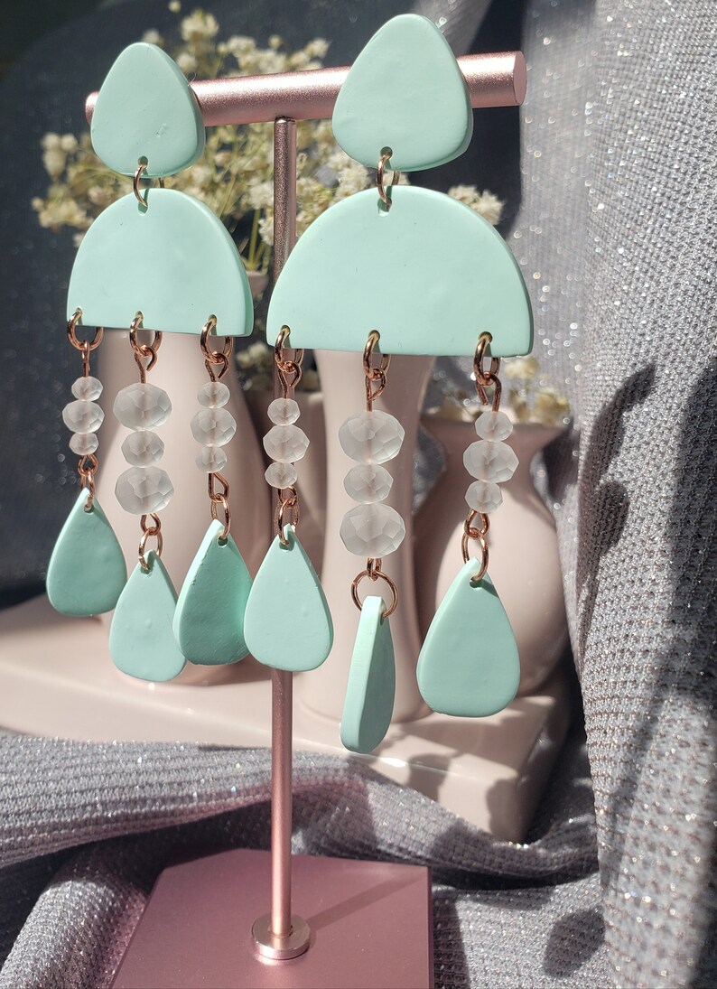 Dangle Earrings Lightweight Earrings Free Shipping Polymer Clay Earrings Spring Earrings Rose Gold Spring Jewelry Easter Jewelry