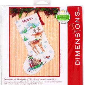 Reindeer & Hedgehog Counted Cross Stitch Stocking Kit by Dimensions