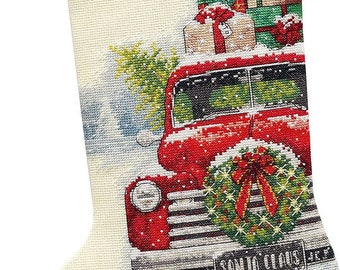 Santa's Truck Counted Cross Stitch Stocking Kit by Dimensions