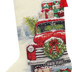 Santa&#39;s Truck Counted Cross Stitch Stocking Kit by Dimensions
