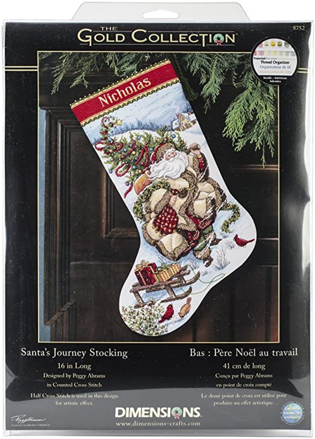 Dimensions Christmas Sled Stocking Counted Cross-Stitch Kit