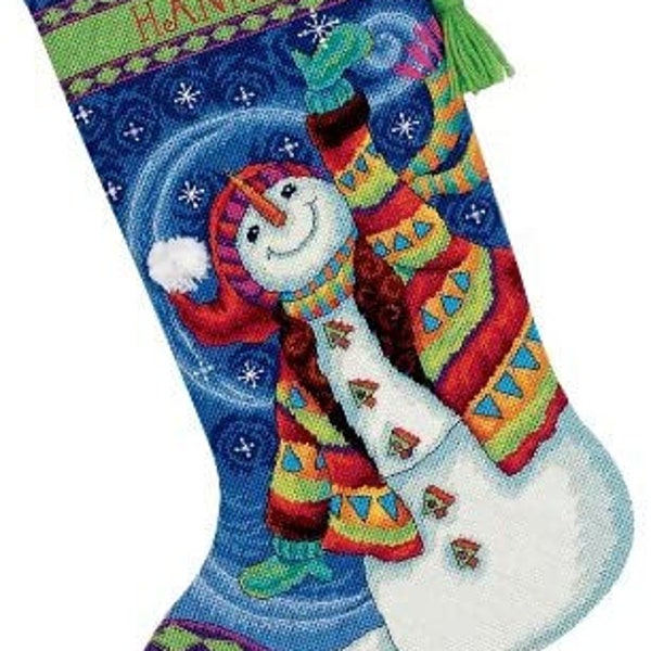 Happy Snowman Needlepoint Stocking Kit