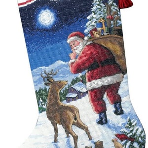 Santa&#39;s Arrival Counted Cross Stitch Stocking Kit by Dimensions