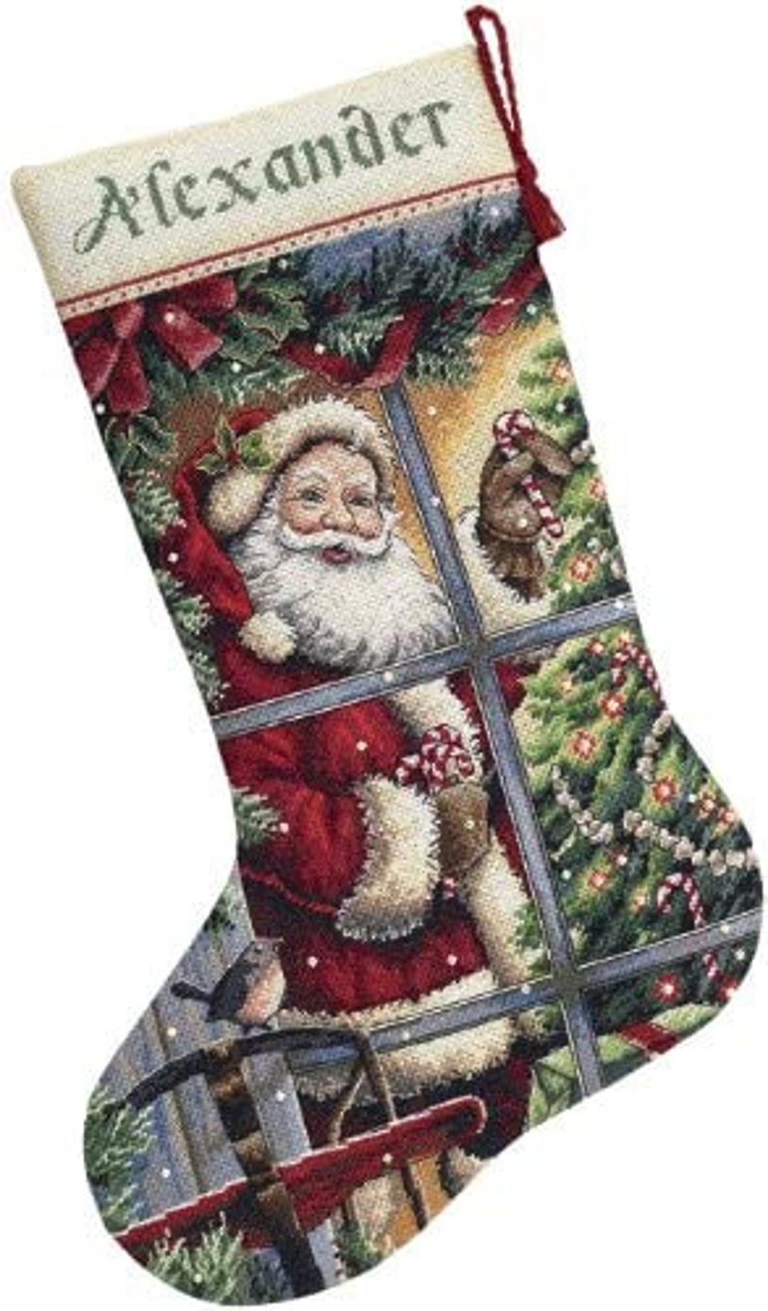 Dimensions Santa Claus Gold Collection Personalizable Counted Cross Stitch  Christmas Stocking Kit, 16 Long, 16 Cnt. Dove Grey Aida