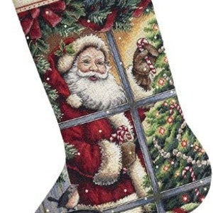 Dimensions Gold Collection Counted Cross Stitch Kit - Candy Cane Santa Stocking