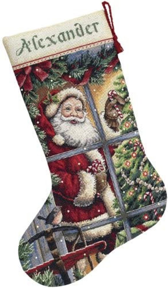 Candy Cane Santa Stocking GOLD COLLECTION Counted Cross Stitch