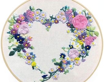 Floral Heart Embroidery Kit