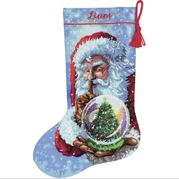 Santas Snow Globe GOLD COLLECTION Counted Cross Stitch Stocking