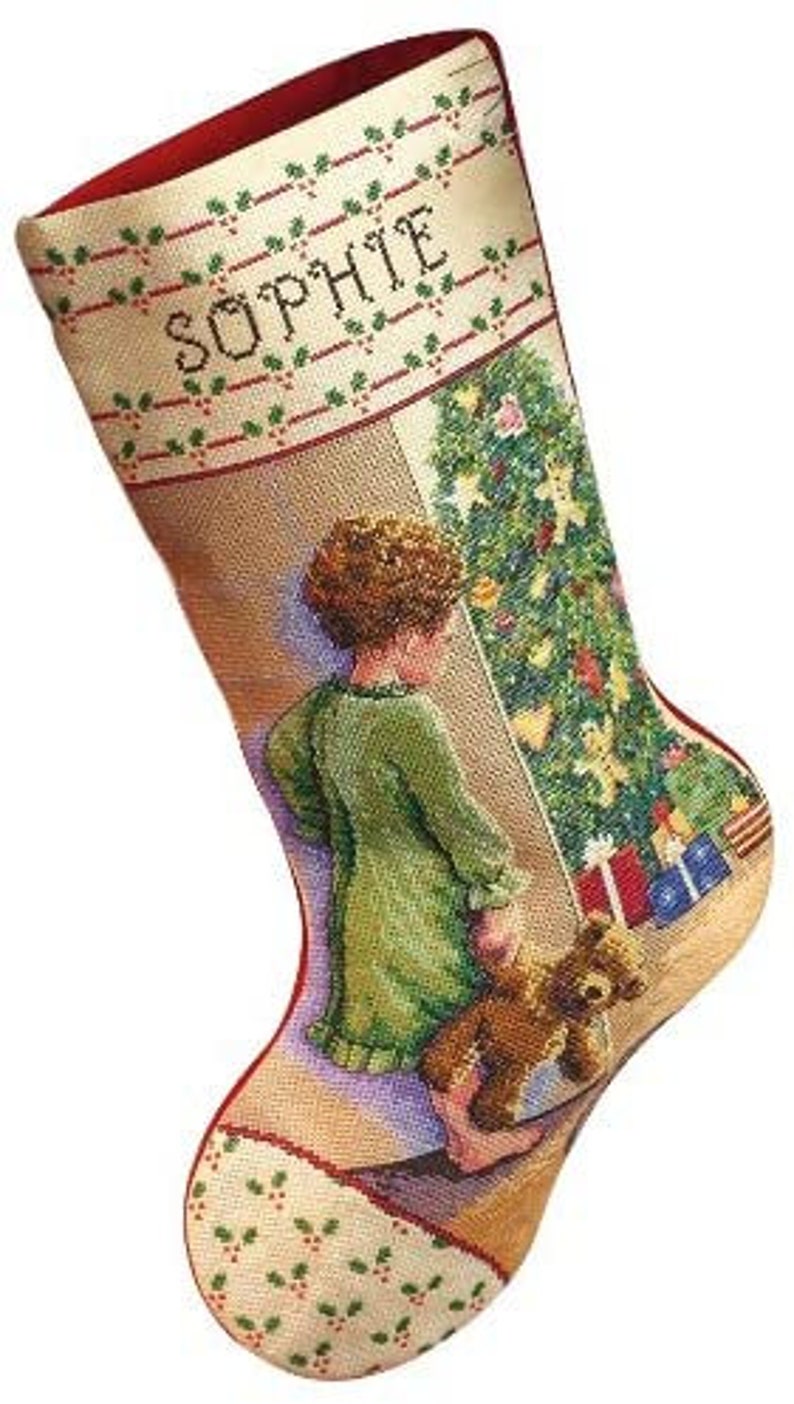 Christmas Morning Counted Cross Stitch Stocking Kit by Janlynn Etsy