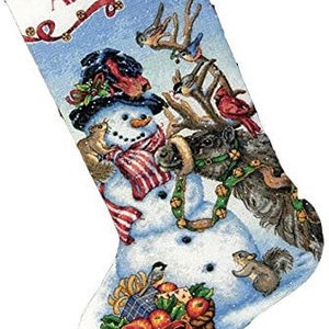 Snowman Gathering Counted Cross Stitch GOLD COLLECTION Stocking Kit by Dimensions