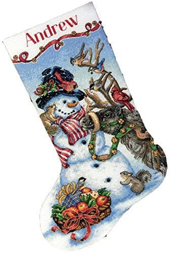 Christmas Stocking, Santa & Snowman, cross stitch kit (Dimensions)