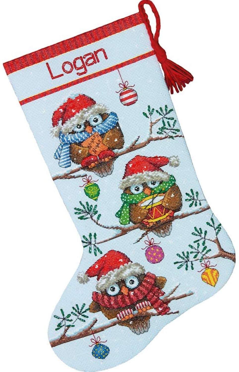 Holiday Hooties Counted Cross Stitch Stocking Kit by Etsy