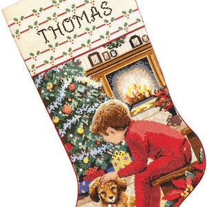 Waiting for Santa Counted Cross Stitch Stocking Kit by Janlynn image 1