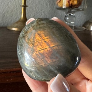 Sunset and Blue Flash Labradorite Palm Stone