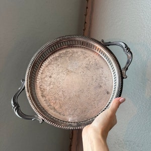 Vintage Reticulated Silver Tray with Handles